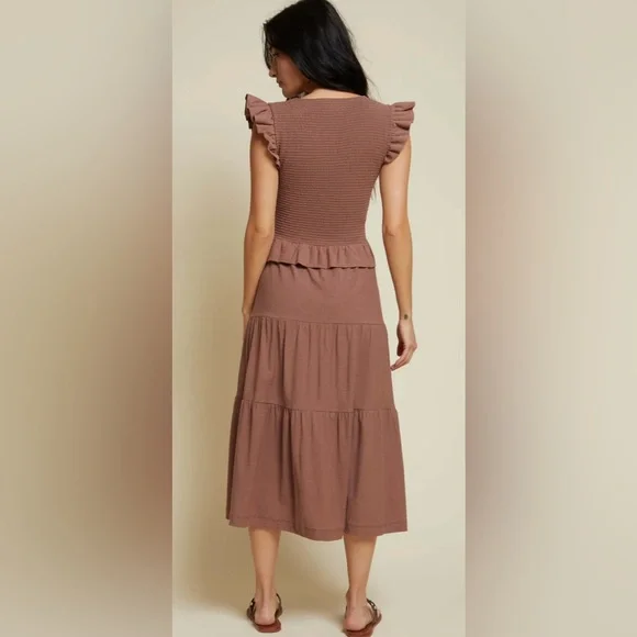 Nation LTD - Fabienne Fused Ruffle Dress in Mojave Sz:Small - Picture 4 of 14